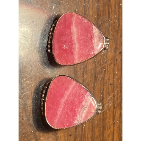 NAVAJO MASTER SILVERSMITH Tommy Jackson Earrings & Necklace Set | Rhodochrosite - Picture 7 of 8